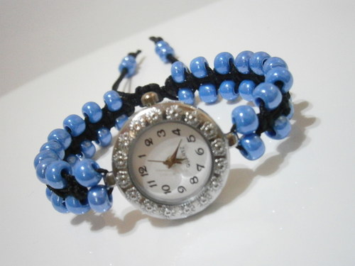 Modré hodinky (shamballa/makramé) *SLEVA* — foto 2