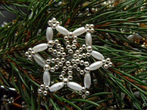 Vánoční hvězdička - 4 cm - stříbrná — foto 3