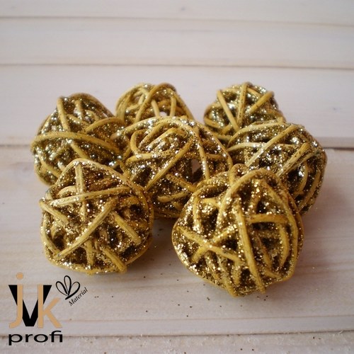 Vánoční ratanová koule - zlatá 3 cm — foto 2