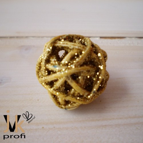 Vánoční ratanová koule - zlatá 3 cm — foto 3