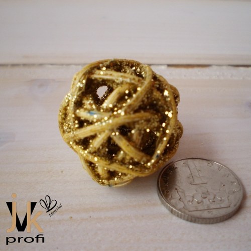 Vánoční ratanová koule - zlatá 3 cm — foto 4