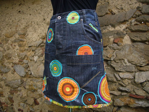 Denim sukně " Mandala" - Dark Blue - Objednávka — foto 2