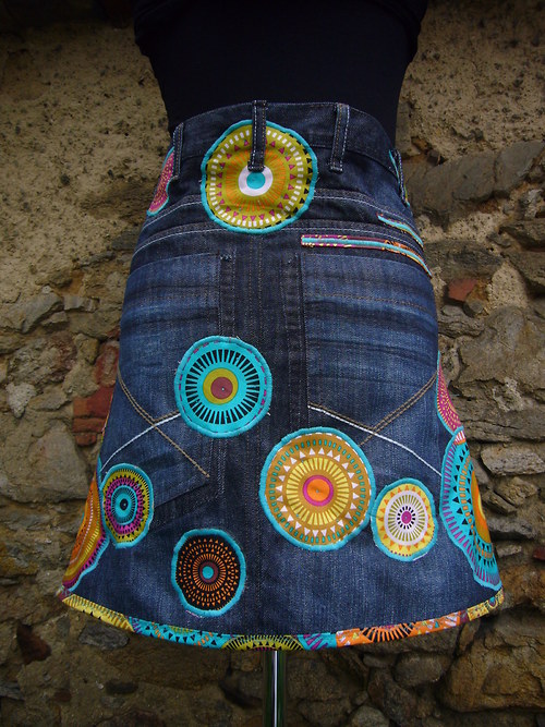 Denim sukně " Mandala" - Dark Blue - Objednávka — foto 3