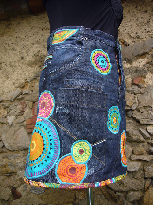 Denim sukně " Mandala" - Dark Blue - Objednávka — foto 4
