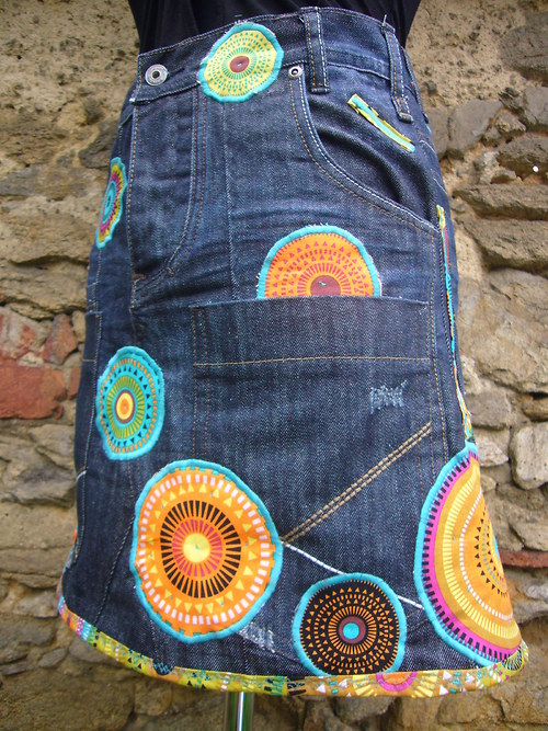 Denim sukně " Mandala" - Dark Blue - Objednávka — foto 6