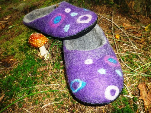 Papuče plstěné - fialové — foto 3