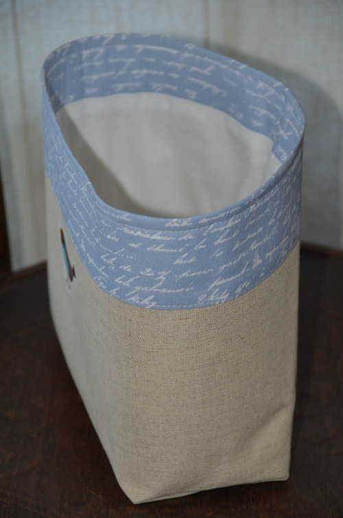 Košík z látky – modrý s ptáčkem — foto 3