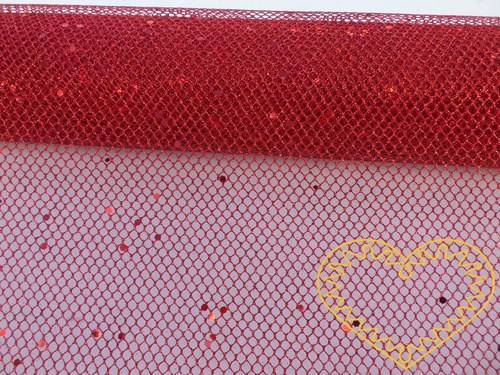 Červená síťovina s glitry - šíře 48 cm — foto 2