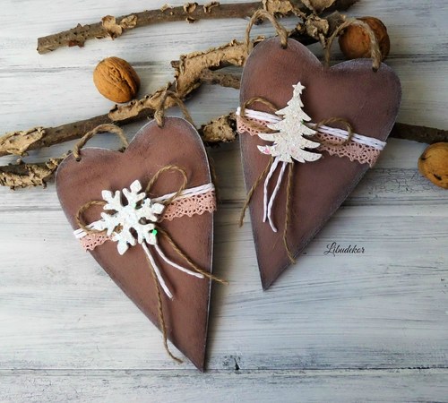 Vánoční srdíčko pro radost..hnědé s vločkou — foto 6