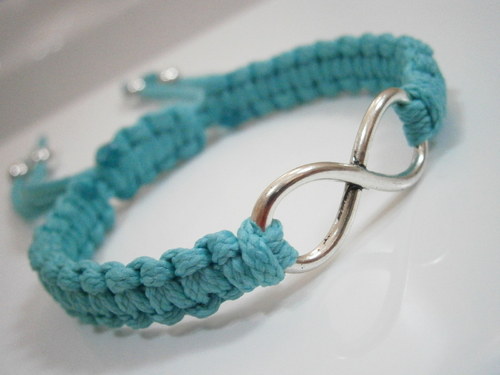 Infinity náramek tyrkysový (makramé/macramé) — foto 2