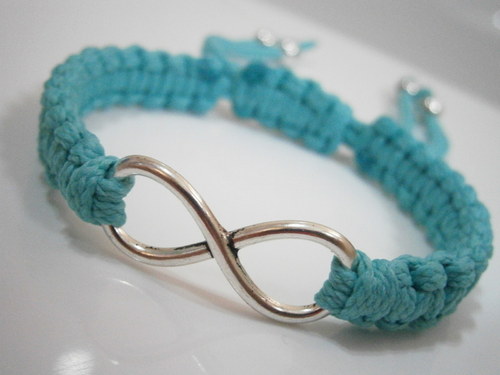 Infinity náramek tyrkysový (makramé/macramé) — foto 3