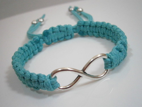 Infinity náramek tyrkysový (makramé/macramé) — foto 4