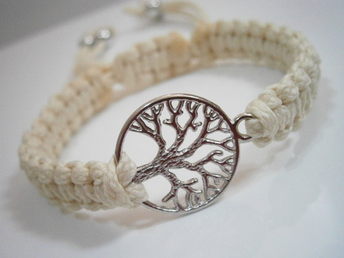 Tree náramek béžový (makramé/macramé) — foto 2
