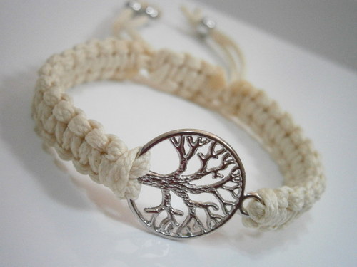 Tree náramek béžový (makramé/macramé) — foto 3