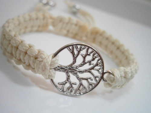 Tree náramek béžový (makramé/macramé) — foto 4
