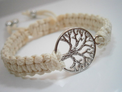 Tree náramek béžový (makramé/macramé) — foto 5