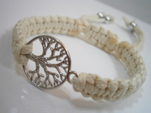 Tree náramek béžový (makramé/macramé) — foto 6