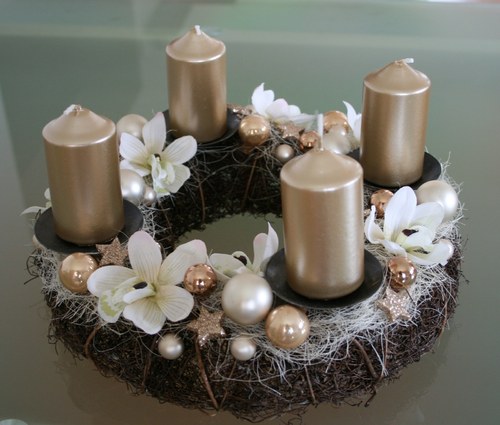 Luxusní adventní svícen v krémové — foto 3