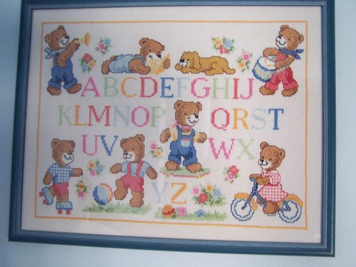 Vyšívaný obraz -Medvědi si hrají — foto 2
