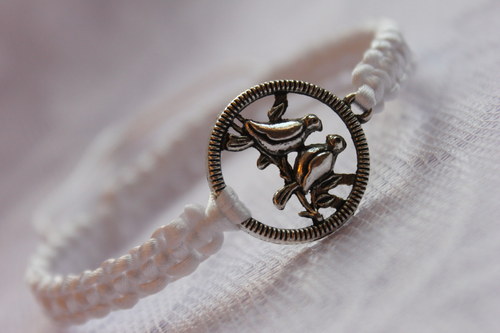 Zamilovaní ptáčci.. Náramek makramé/shamballa — foto 2