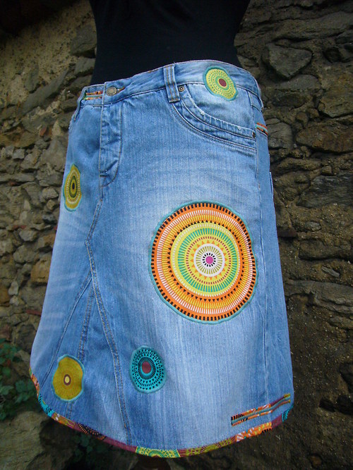 Denim sukně " Mandala" - Medium Blue — foto 2