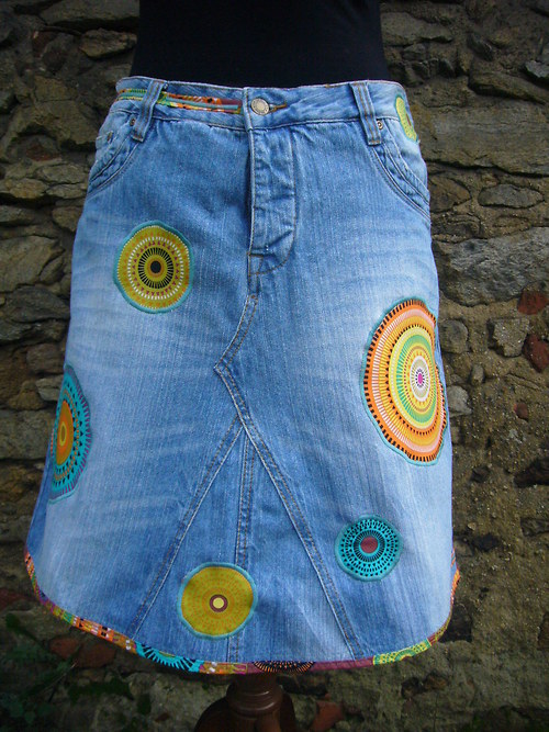 Denim sukně " Mandala" - Medium Blue — foto 5