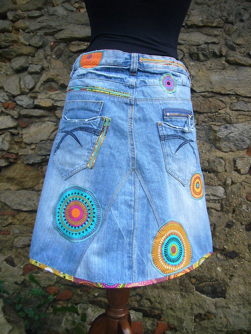 Denim sukně " Mandala" - Medium Blue — foto 3
