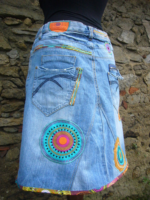 Denim sukně " Mandala" - Medium Blue — foto 6