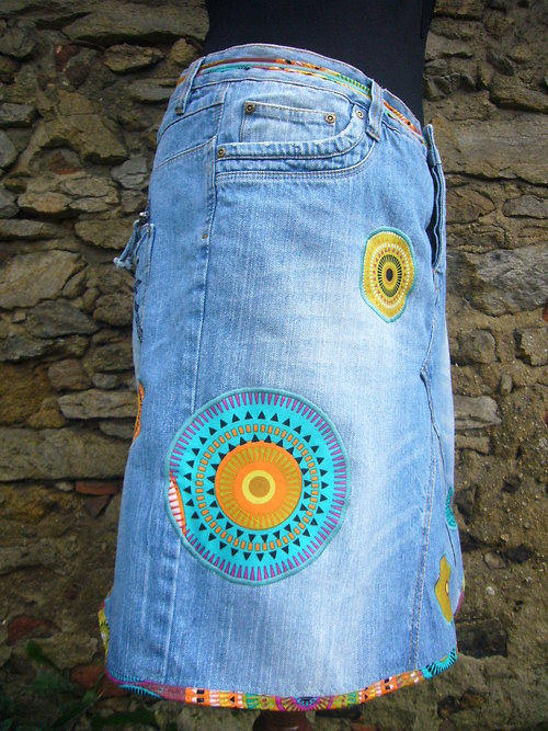 Denim sukně " Mandala" - Medium Blue — foto 4