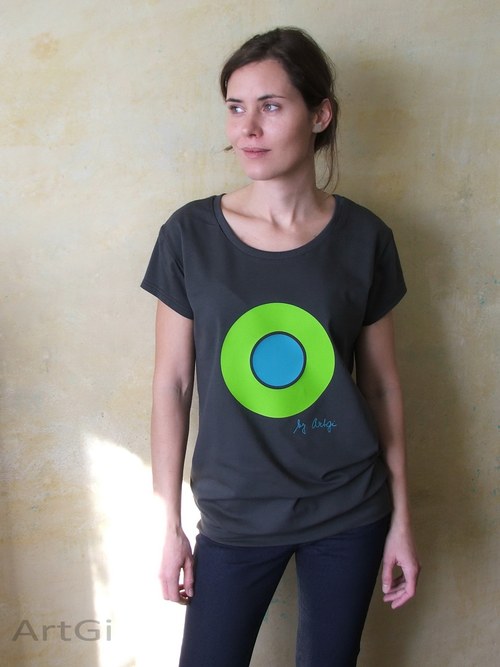 Tričko grey- green&turquoise — foto 2