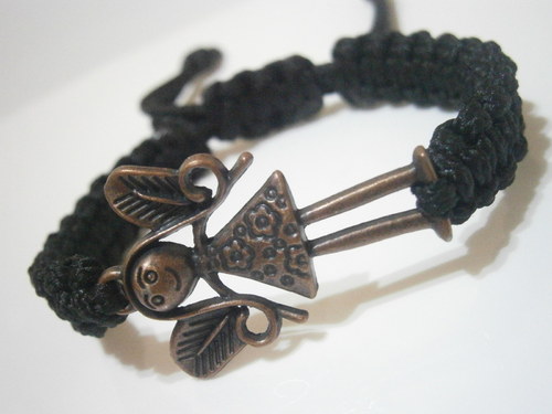 Náramek s andílkem (macramé/shamballa) — foto 4