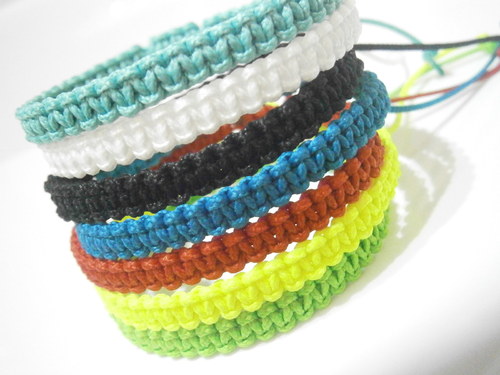 Veselé náramky (shamballa/macramé) - Tyrkysový tm. — foto 2