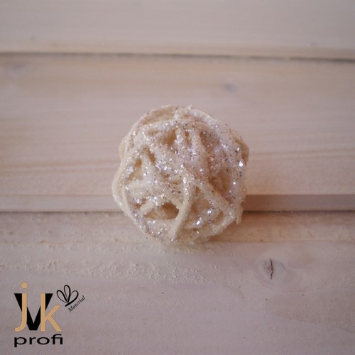 Vánoční ratanová koule - bílá 3 cm — foto 3