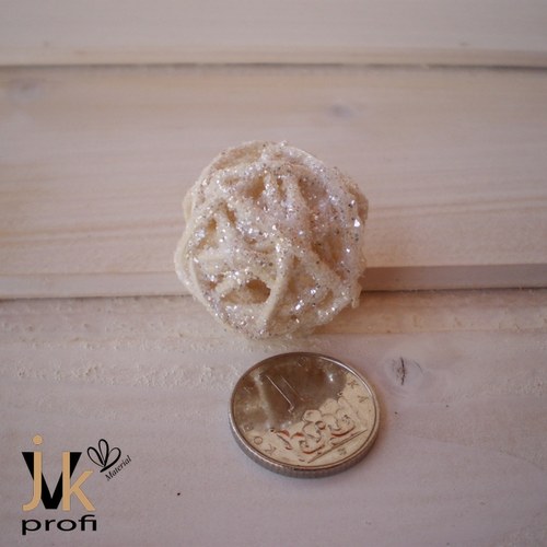Vánoční ratanová koule - bílá 3 cm — foto 4