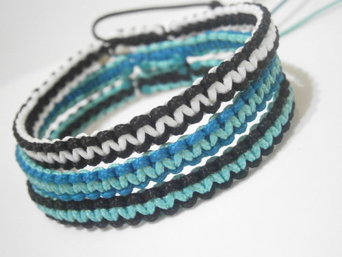 Dvoubarevné náramky (macramé) - Tyrkysový — foto 2