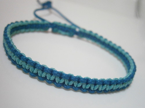 Dvoubarevné náramky (macramé) - Tyrkysový — foto 3