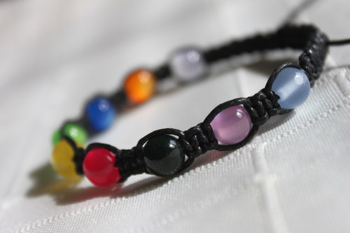 Barevné sny... Náramek macramé/shamballa — foto 3