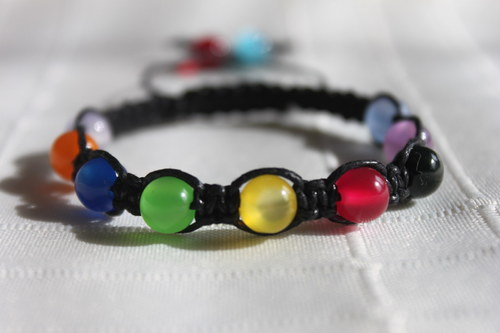 Barevné sny... Náramek macramé/shamballa — foto 4
