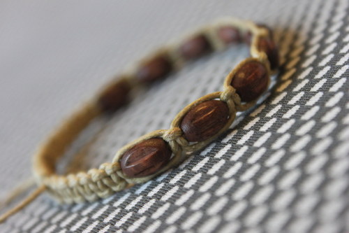 Přírodní.. Náramek macramé/shamballa — foto 4