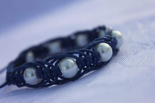 Perličkový.. Náramek makramé/shamballa — foto 2