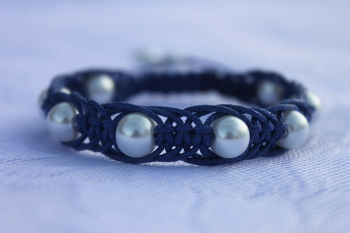 Perličkový.. Náramek makramé/shamballa — foto 6