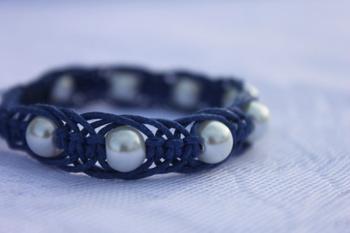 Perličkový.. Náramek makramé/shamballa — foto 4