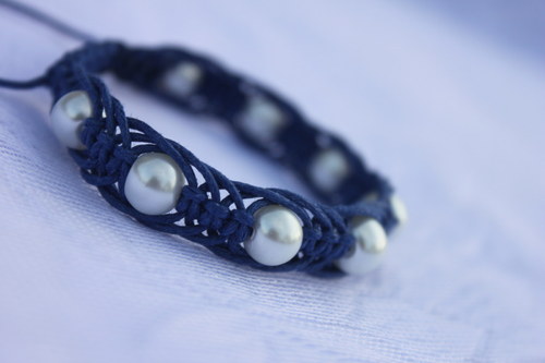 Perličkový.. Náramek makramé/shamballa — foto 3