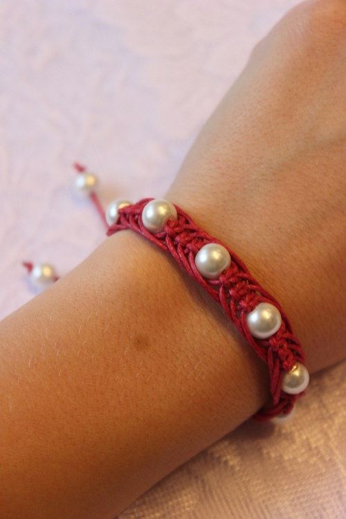 Vánoční.. Náramek macramé/shamballa — foto 5