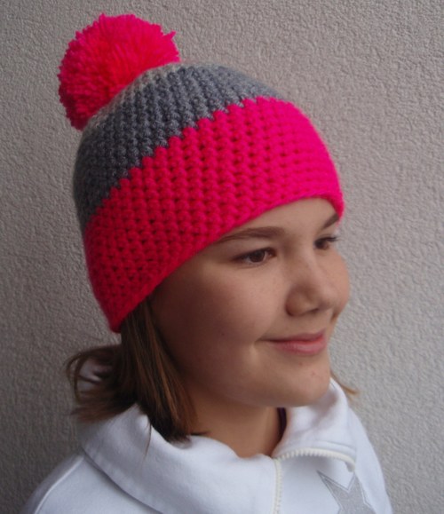 Čepice NEON PINK and DOUBLE GREY — foto 4