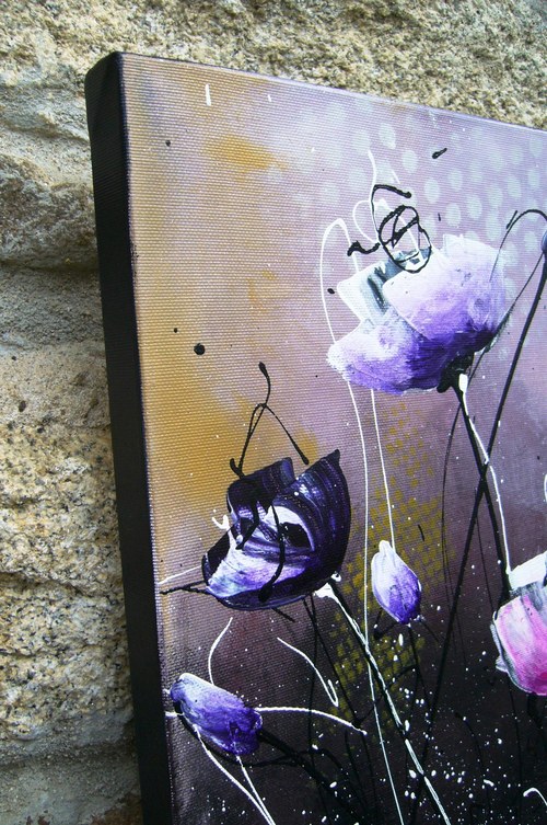 Fialové máky - plátno 70cmx70cm — foto 3