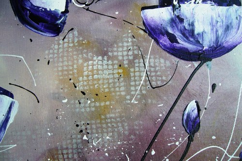 Fialové máky - plátno 70cmx70cm — foto 5