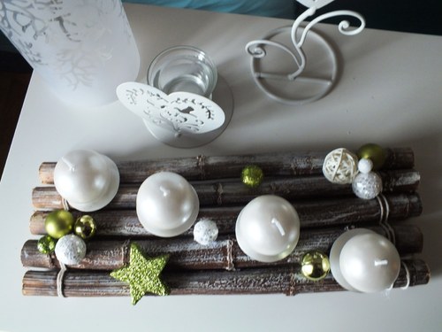 Adventní svícen zelenkavo - bílý.. — foto 3