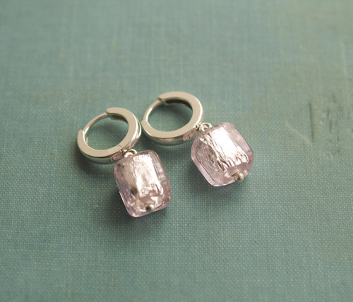 Náušnice,,Pink - ice ,,© sklo+Ag 925 — foto 2
