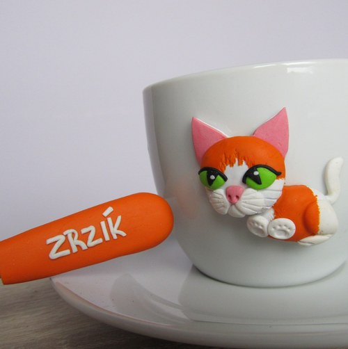 Hrníček s kočičkou + lžička se jménem — foto 2